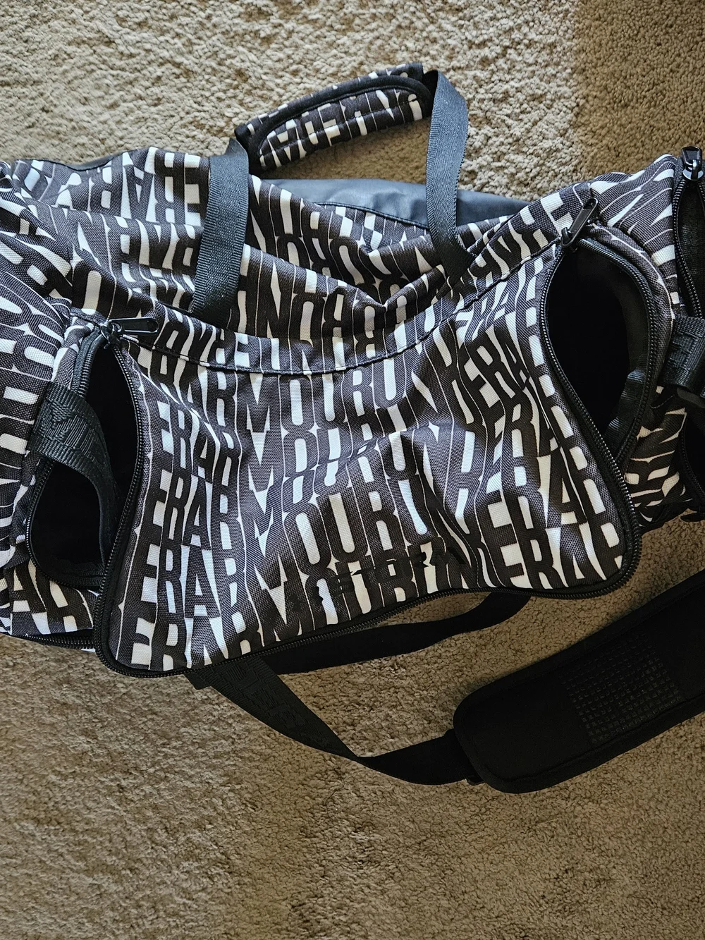 Under Armour Black and White Logo Duffle Bag